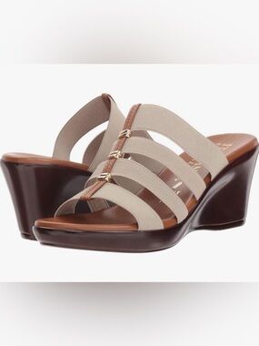 Italian Shoemakers Clover Mid Wedge Slip On Sandal US Size 8